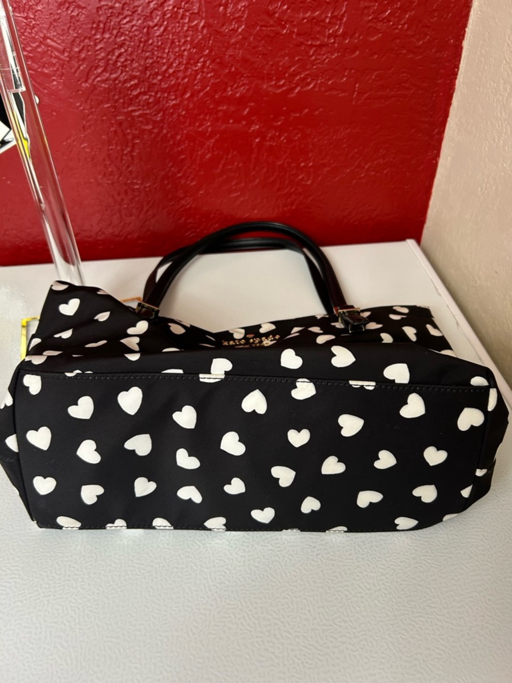 kate spade Black and White Heart-Print Tote - Picture 8 of 10